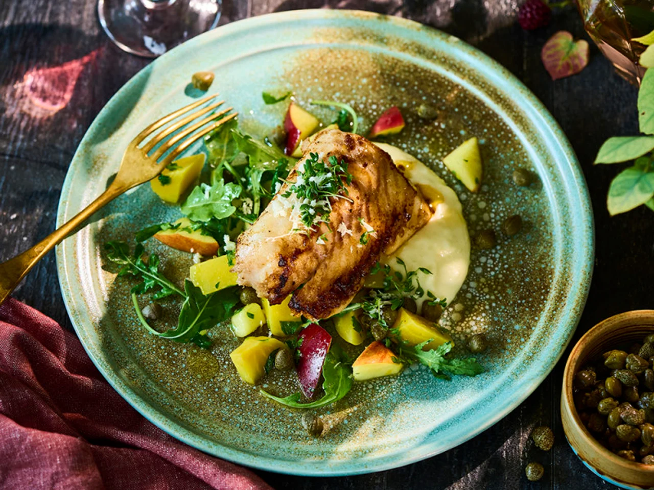 Rimmad torsk med brynt smör och potatispuré